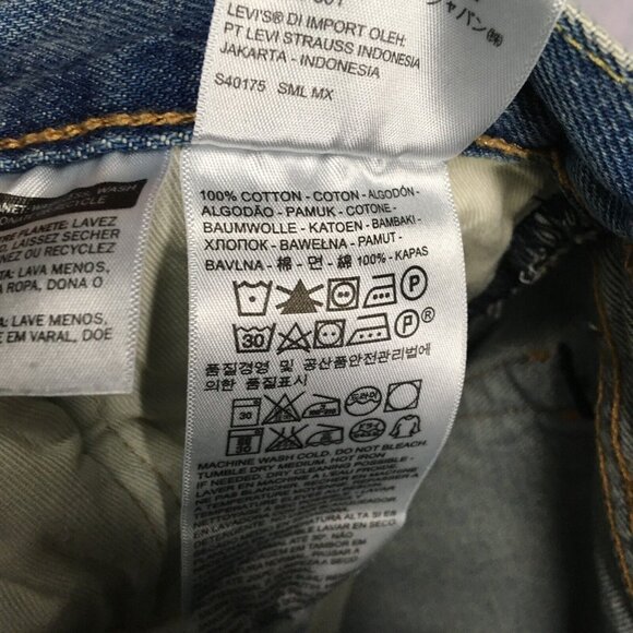 Levis Men 501 Original Fit Blue Jeans size 30x32 Distressed Destroyed Light Wash - Picture 9 of 16